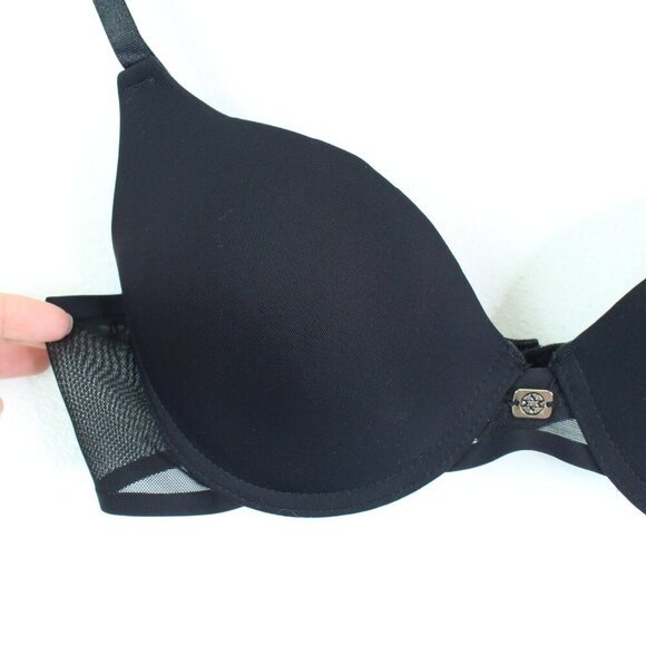 Nicole Miller Jersey & Mesh Lightly Padded Underwire Bra Black‎ Size 34B - Picture 2 of 6